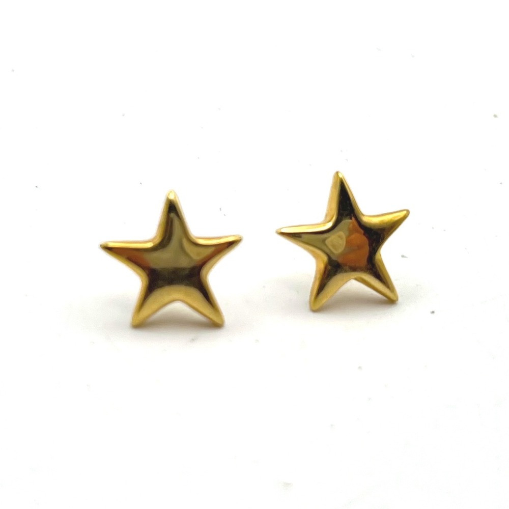 Gold Tone Star Stud Earrings Celestial Minimalist Five Point Star Studs